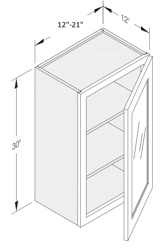 Wall Cabinet 18" W x 12" D x 30" H Glass Door