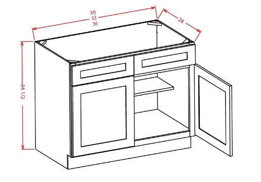 Sink Bases Double Door Double Drawer Front
