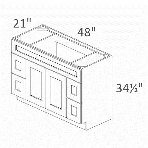 Vanity Sink Base Cabinet 48" W x 21" D x 34.5" H