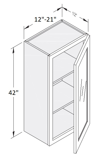 Wall Cabinet 12" W x 12" D x 42" H Glass Door