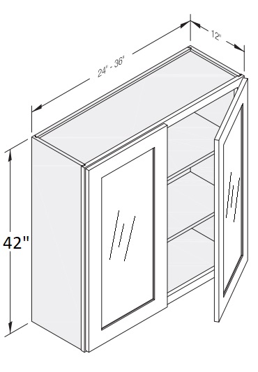 Wall Cabinet 36" W x 12" D x 42" H Glass Door