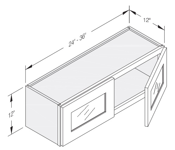 Wall Cabinet 30" W x 12" D x 12" H Glass Door