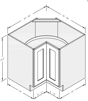 Base Lazy Susan Cabinet 36" x 36" x 34.5"