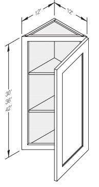 Wall End Corner Angle Cabinet 12" W x 12" D x 36" H