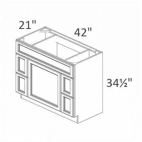 Vanity Sink Base Cabinet 42" W x 21" D x 34.5" H