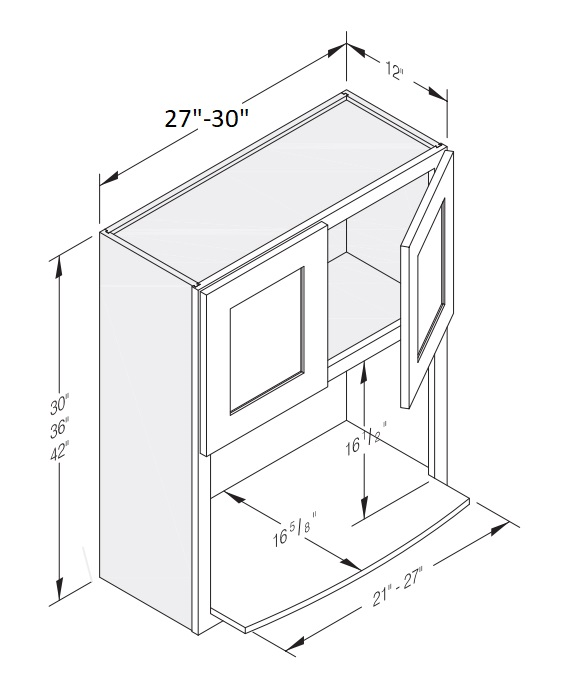 Wall Microwave Cabinet 27" W x 12" D x 30" H