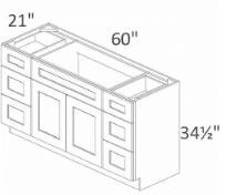 Vanity Sink Base Cabinet 60" W x 21" D x 34.5" H - 1 Door