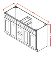 Vanity Sink Base Cabinet 60" W x 21" D x 34.5" H - 2 Door