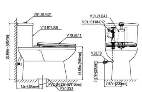 One-Piece Toilet 27" L x 16" W x 27" H