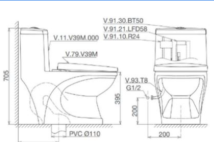 One-Piece Toilet 28" L x 16" W x 28" H