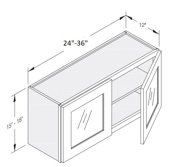 Wall Cabinet 30" W x 12" D x 18" H Glass Door