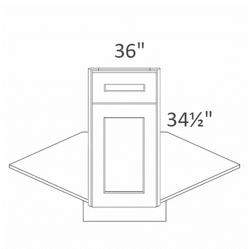 Corner Sink Base Font 36" x 0.75" x 34.5"