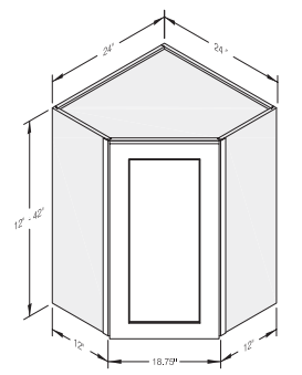 Wall Diagonal Corner Cabinet 24" W x 24" D x 15" H