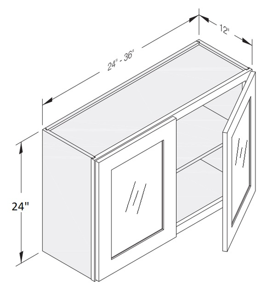 Wall Cabinet 36" W x 12" D x 24" H Glass Door